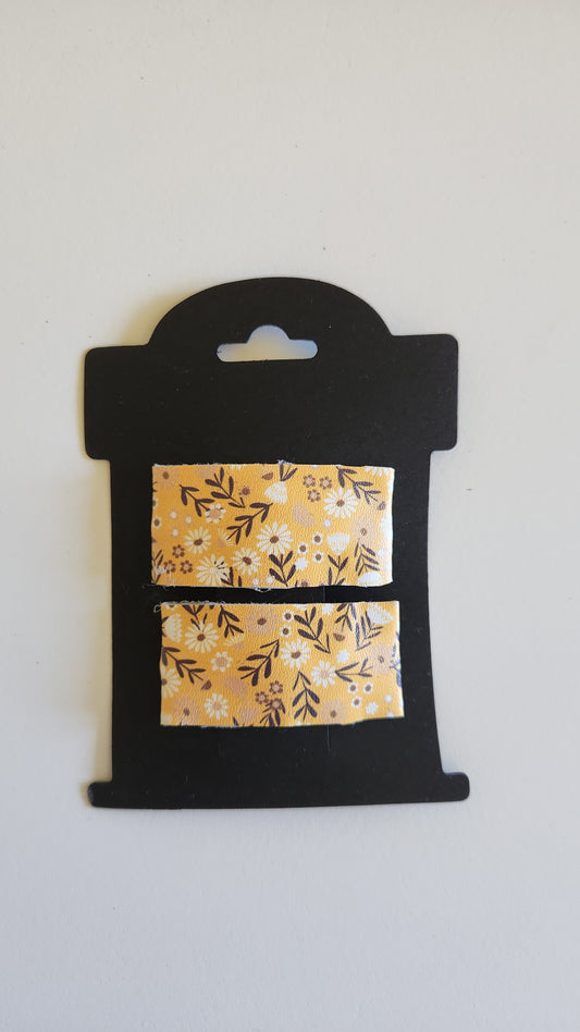 Floral Retro Mustard Snap Hair Clip