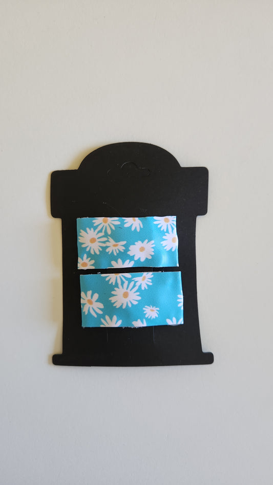 Floral Daisies on Blue Snap hair Clip