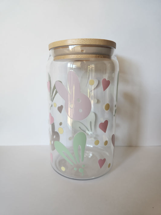 Bunny Face and Hearts Easter Acrylic Tumbler